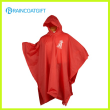 Kundenspezifisches Marken-Logo druckte roten PVC-Poncho für Förderung